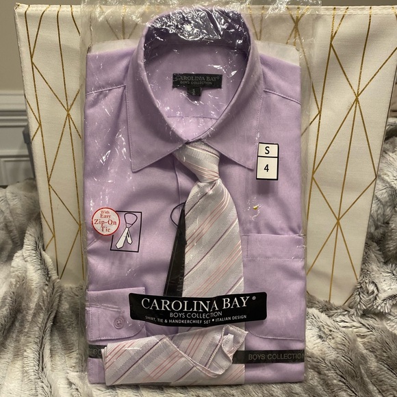 Carolina Bay Other - Carolina Bay Boy’s  Dress Shirt And Tie Set Light Purple Size Small 4 NWT